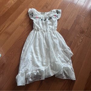 Knitworks Girls Kids Hi-Low White Floral Lace Dress Embroidered Size 7